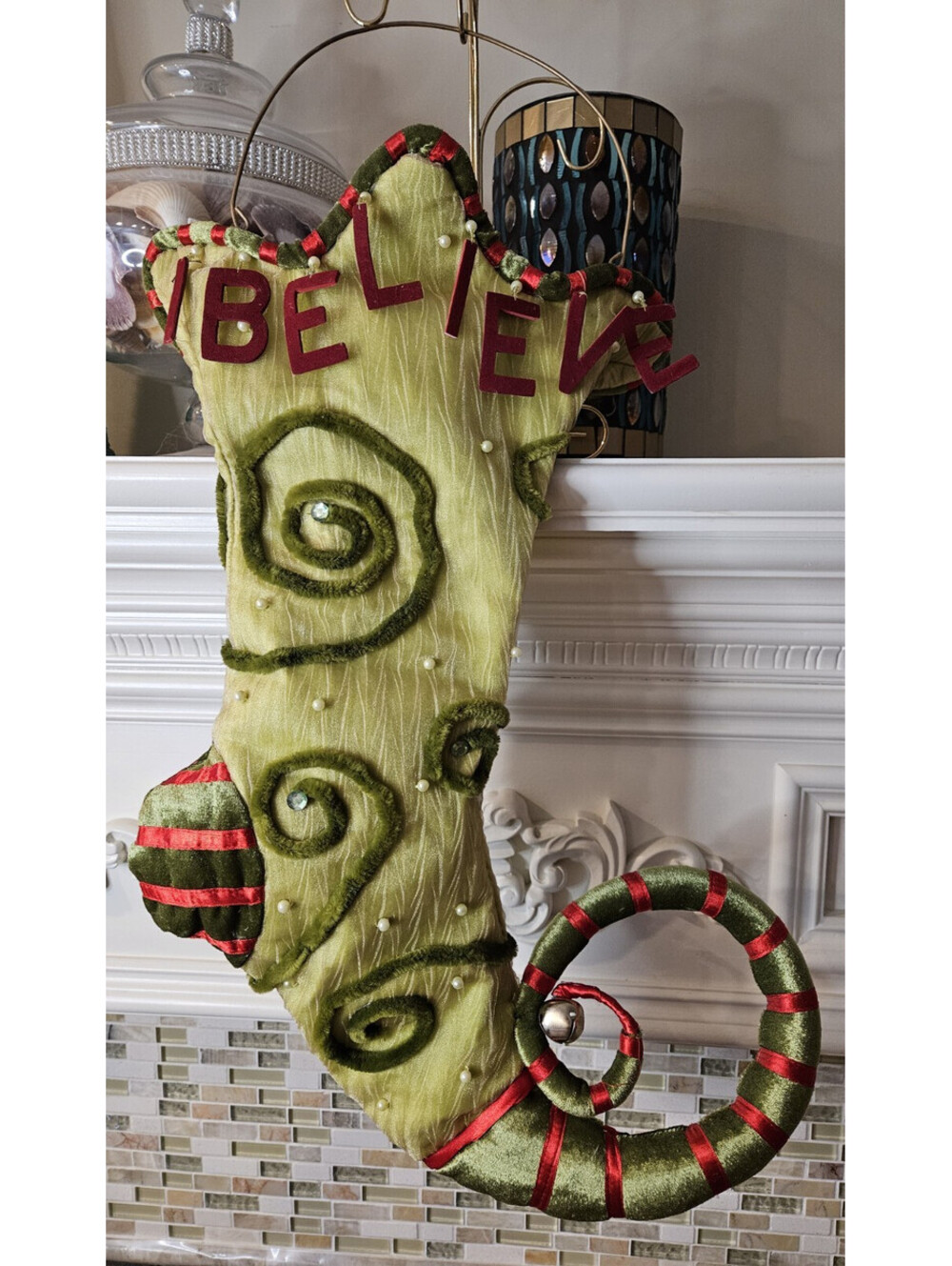 Dept 56 Patience Brewster KRINKLES "I BELIEVE" Large Holiday Stocking
